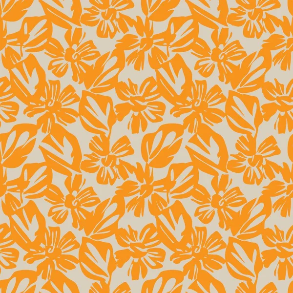 Orange Floral Botanischen Nahtlosen Muster Hintergrund Geeignet Für Mode Prints — Stockvektor