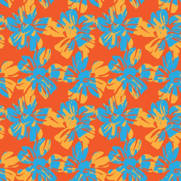 オレンジ色の花の植物シームレスなパターンの背景に適したファッションプリント グラフィック 背景や工芸品 — ストックベクタ