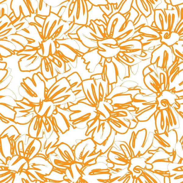 Orange Floral Botanischen Nahtlosen Muster Hintergrund Geeignet Für Mode Prints — Stockvektor