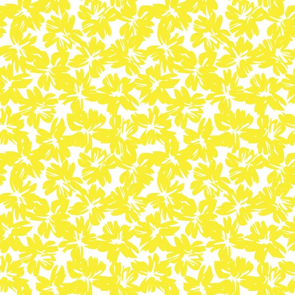 Amarelo Floral Botânico Sem Costura Fundo Padrão Adequado Para Estampas — Vetor de Stock