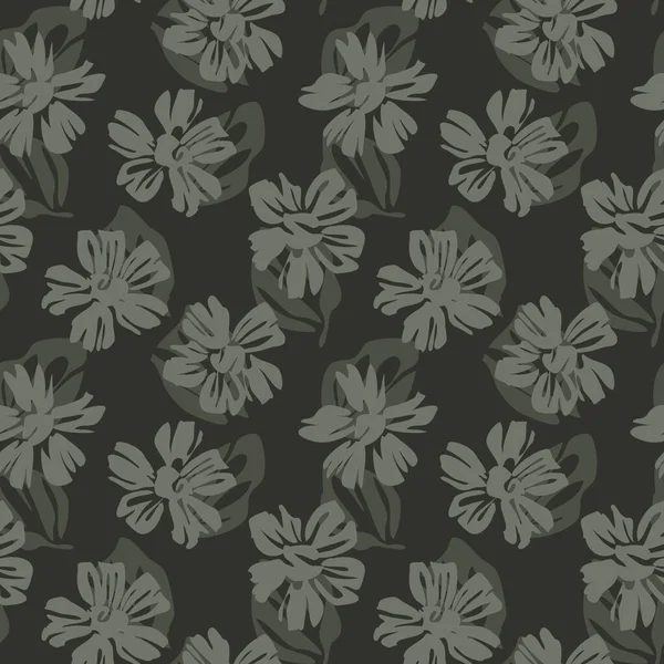 緑の花の植物シームレスなパターンの背景に適したファッションプリント グラフィック 背景や工芸品 — ストックベクタ