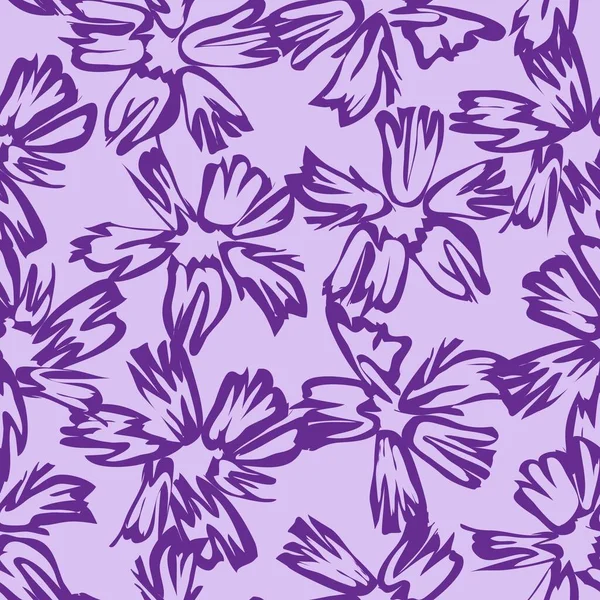 Фиолетовый Цветок Ботанический Бесшовный Фон Шаблона Подходит Модных Принтов Графики — стоковый вектор