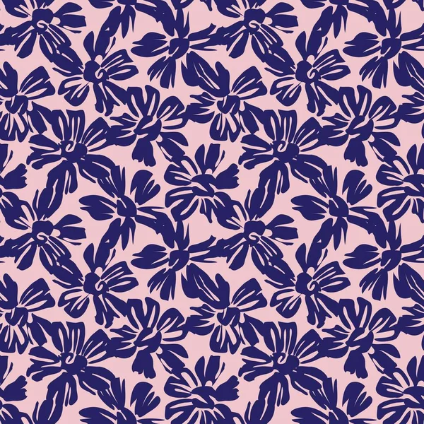 Pink Navy Floral Botanischen Nahtlosen Muster Hintergrund Geeignet Für Mode — Stockvektor