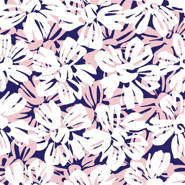 Pink Navy Floral Botanische Naadloze Patroon Achtergrond Geschikt Voor Mode — Stockvector
