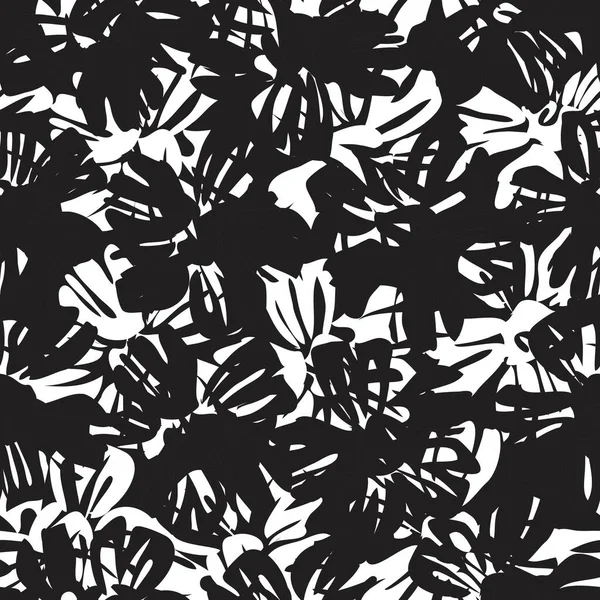 Black White Floral Botanical Seamless Pattern Background Fashion Prints Graphics — Stock Vector