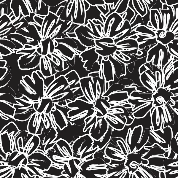 Moda baskıları, grafikler, arka planlar ve el sanatları için siyah ve beyaz bitkisel desenler