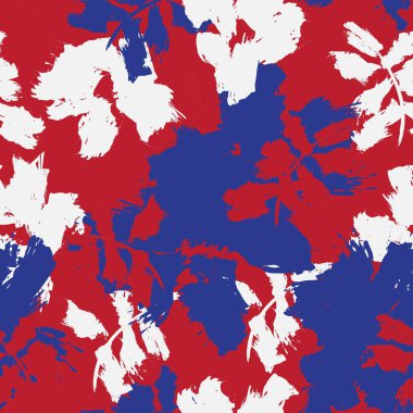 Kırmızı çiçekli fırça darbeleri moda baskıları, grafikler, arka planlar ve el sanatları için pürüzsüz desenli arka plan