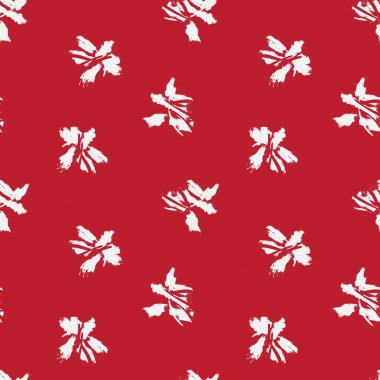 Kırmızı çiçekli fırça darbeleri moda baskıları, grafikler, arka planlar ve el sanatları için pürüzsüz desenli arka plan