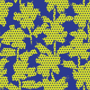 Mavi çiçekli tropikal botanik desensiz moda tekstil ve grafikleri için noktalı arkaplan