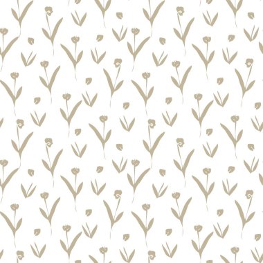 Kahverengi çiçekli fırça darbeleri moda baskıları, grafikler, arka planlar ve el sanatları için pürüzsüz desenli arka plan