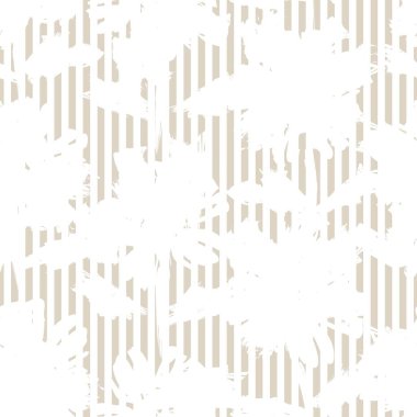 Moda tekstil ve grafikleri için çizgili arka plana sahip kahverengi tropikal bitkisel desen