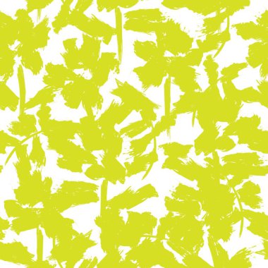 Sarı çiçekli fırça darbeleri moda baskıları, grafikler, arka planlar ve el sanatları için pürüzsüz desenli arkaplan