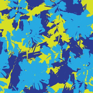 Sarı çiçekli fırça darbeleri moda baskıları, grafikler, arka planlar ve el sanatları için pürüzsüz desenli arkaplan