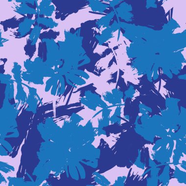 Mor çiçekli fırça darbeleri moda baskıları, grafikler, arka planlar ve el sanatları için pürüzsüz desenli arkaplan