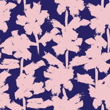 Pembe ve Donanma çiçek fırçası darbeleri moda baskıları, grafikler, arka planlar ve el sanatları için kusursuz desenli arka plan