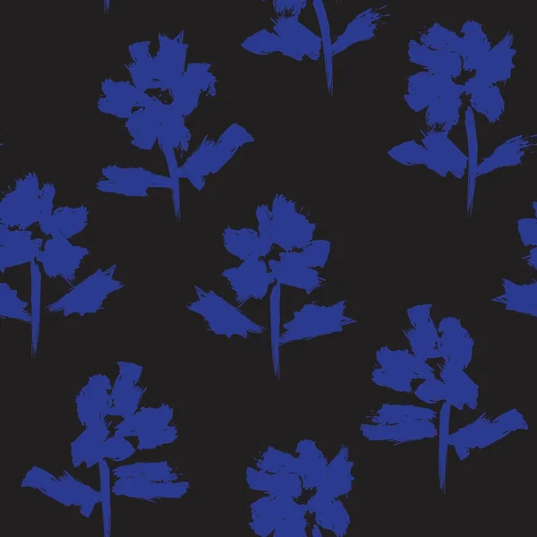 Синій Квітковий Пензлик Безшовний Візерунок Модних Принтів Графіки Фону Ремесел — стоковий вектор