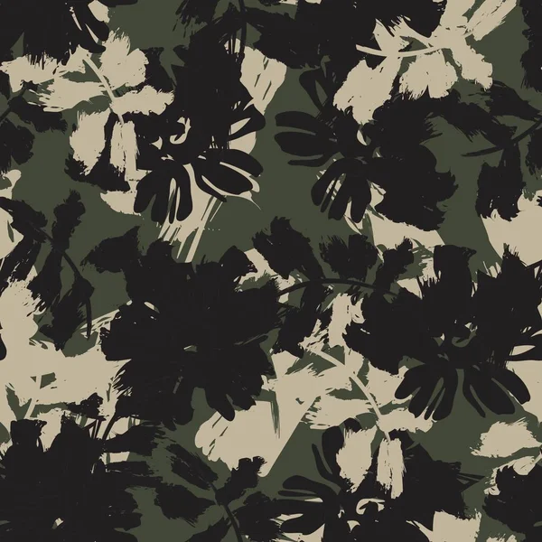 Pinceau Floral Vert Touches Sans Couture Fond Motif Pour Les — Image vectorielle