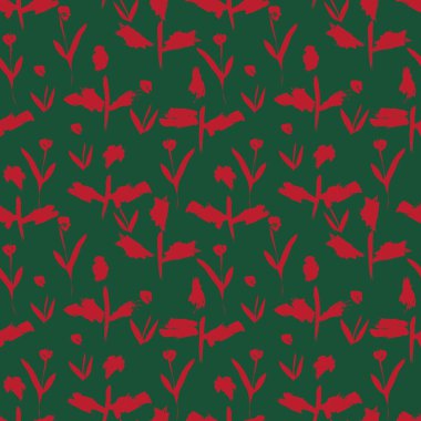 Noel çiçekli fırça darbeleri moda baskıları, grafikler, arka planlar ve el sanatları için pürüzsüz desenli arka plan