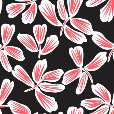 Kırmızı çiçekli fırça darbeleri moda baskıları, grafikler, arka planlar ve el sanatları için pürüzsüz desenli arka plan