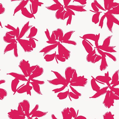 Kırmızı çiçekli fırça darbeleri moda baskıları, grafikler, arka planlar ve el sanatları için pürüzsüz desenli arka plan