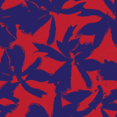 Kırmızı çiçekli fırça darbeleri moda baskıları, grafikler, arka planlar ve el sanatları için pürüzsüz desenli arka plan