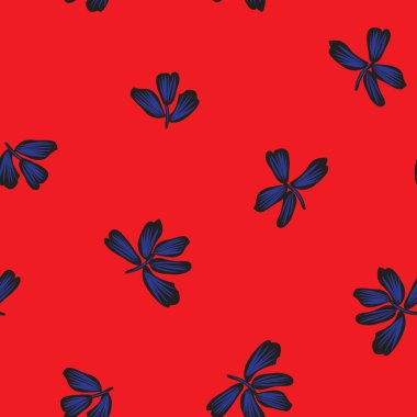 Kırmızı çiçekli fırça darbeleri moda baskıları, grafikler, arka planlar ve el sanatları için pürüzsüz desenli arka plan