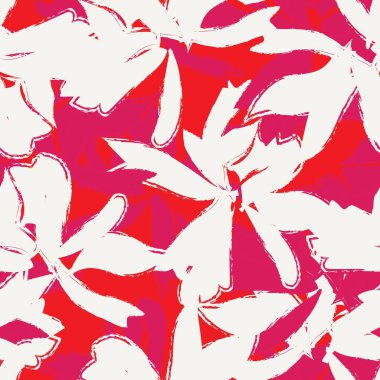 Kırmızı çiçekli fırça darbeleri moda baskıları, grafikler, arka planlar ve el sanatları için pürüzsüz desenli arka plan