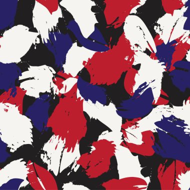 Kırmızı çiçekli fırça darbeleri moda baskıları, grafikler, arka planlar ve el sanatları için pürüzsüz desenli arka plan