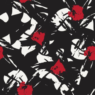 Kırmızı çiçekli fırça darbeleri moda baskıları, grafikler, arka planlar ve el sanatları için pürüzsüz desenli arka plan