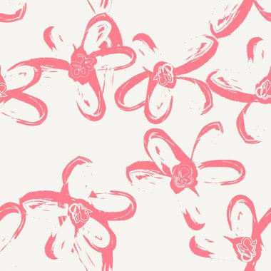 Kırmızı çiçekli fırça darbeleri moda baskıları, grafikler, arka planlar ve el sanatları için pürüzsüz desenli arka plan