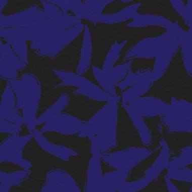 Mavi çiçekli fırça darbeleri moda baskıları, grafikler, arka planlar ve el sanatları için pürüzsüz desenli arka plan