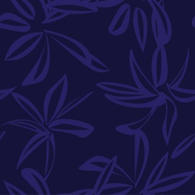 Mavi çiçekli fırça darbeleri moda baskıları, grafikler, arka planlar ve el sanatları için pürüzsüz desenli arka plan