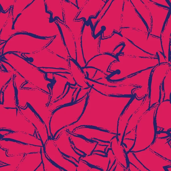 赤い花のブラシは ファッションプリント グラフィック 背景や工芸品のためのシームレスなパターンの背景をストローク — ストックベクタ