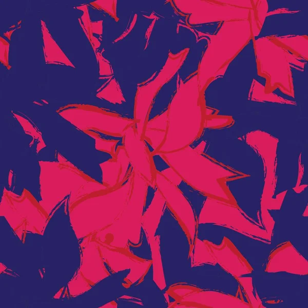 红色花刷笔画无缝图案背景为时尚印刷品 背景和工艺 — 图库矢量图片