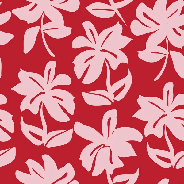 Red Floral Pinselstriche Nahtlose Muster Hintergrund Für Modedrucke Grafiken Hintergründe — Stockvektor