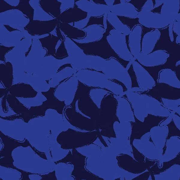 Синяя Цветочная Кисть Мазки Бесшовные Фон Шаблона Модных Принтов Графики — стоковый вектор