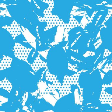 Mavi çiçekli tropikal botanik desensiz moda tekstil ve grafikleri için noktalı arkaplan