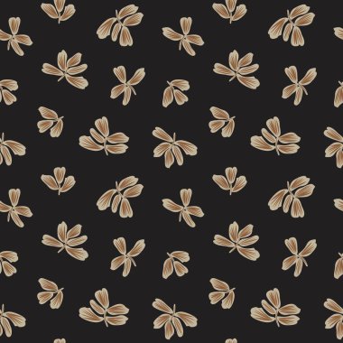 Kahverengi çiçekli fırça darbeleri moda baskıları, grafikler, arka planlar ve el sanatları için pürüzsüz desenli arka plan