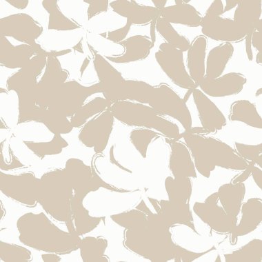 Kahverengi çiçekli fırça darbeleri moda baskıları, grafikler, arka planlar ve el sanatları için pürüzsüz desenli arka plan