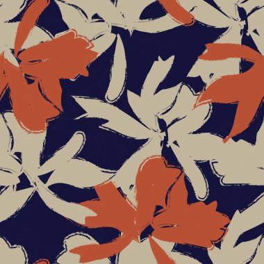 Kahverengi çiçekli fırça darbeleri moda baskıları, grafikler, arka planlar ve el sanatları için pürüzsüz desenli arka plan