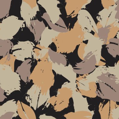 Kahverengi çiçekli fırça darbeleri moda baskıları, grafikler, arka planlar ve el sanatları için pürüzsüz desenli arka plan