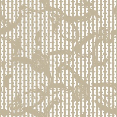 Moda tekstil ve grafikleri için çizgili arka plana sahip kahverengi tropikal bitkisel desen