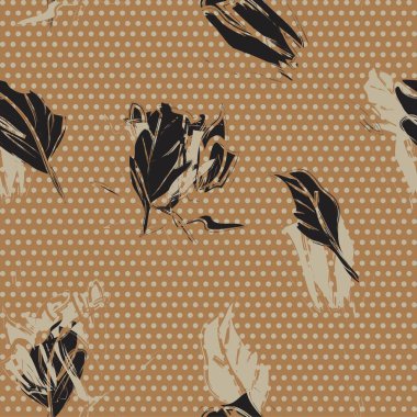 Kahverengi tropikal botanik desensiz desen moda tekstil ve grafikleri için noktalı arkaplan