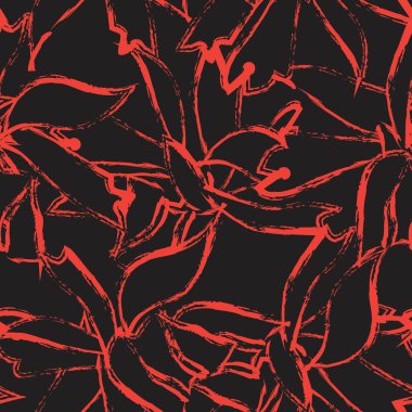 Turuncu çiçekli fırça darbeleri moda baskıları, grafikler, arka planlar ve el sanatları için pürüzsüz desenli arka plan