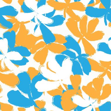 Turuncu çiçekli fırça darbeleri moda baskıları, grafikler, arka planlar ve el sanatları için pürüzsüz desenli arka plan