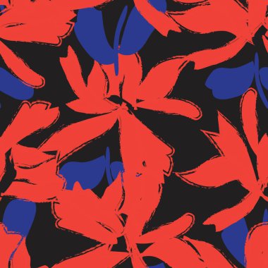 Turuncu çiçekli fırça darbeleri moda baskıları, grafikler, arka planlar ve el sanatları için pürüzsüz desenli arka plan