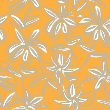 Turuncu çiçekli fırça darbeleri moda baskıları, grafikler, arka planlar ve el sanatları için pürüzsüz desenli arka plan
