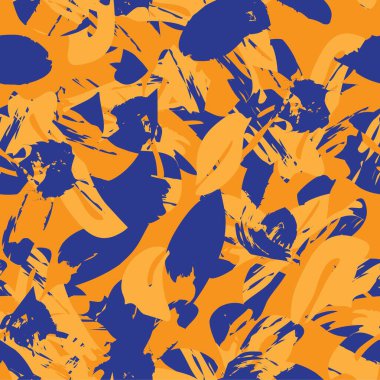 Turuncu çiçekli fırça darbeleri moda baskıları, grafikler, arka planlar ve el sanatları için pürüzsüz desenli arka plan