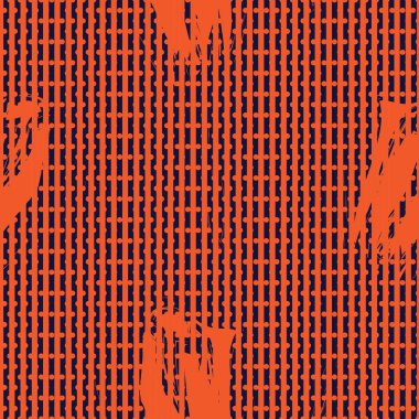 Moda tekstil ve grafikleri için çizgili arka plana sahip turuncu tropikal bitkisel desen