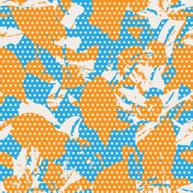 Moda tekstil ve grafikleri için turuncu, tropikal, dikişsiz desenli arkaplan